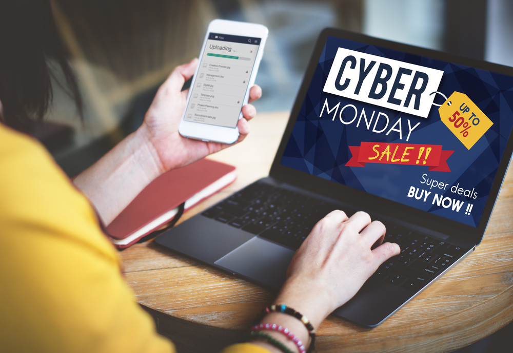 Cyber Monday sale on laptop.