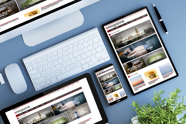 Emagazing website examples on various devices.