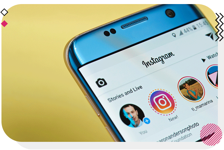 partial mobile with instagram app open